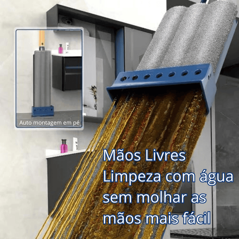 MopMaster© - Mop 3 em 1 + Balde Dobrável (2 ESPONJAS DE BRINDE)